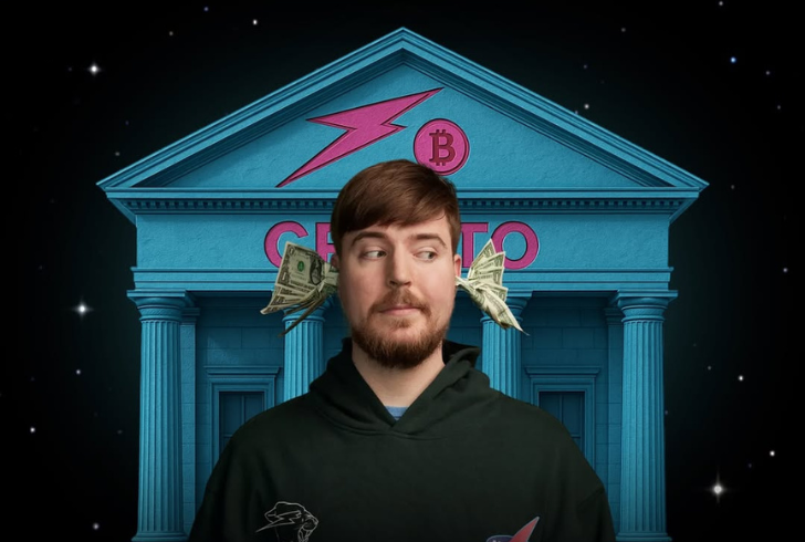 MrBeast with cryptocurrency concept in the background