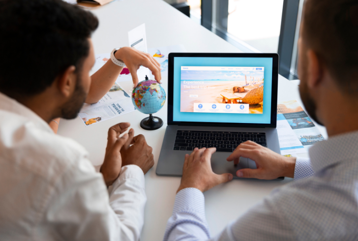 Traveler using AI for trip planning