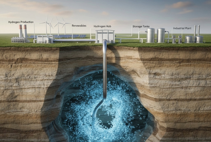 Underground hydrogen production and storage